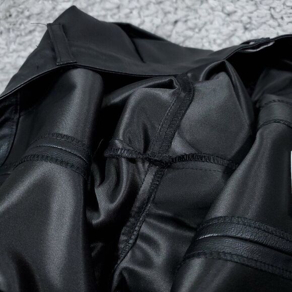 Kancan High Rise Faux Leather Split Straight Pants Size 28 Black Vegan Buckle - Picture 7 of 11